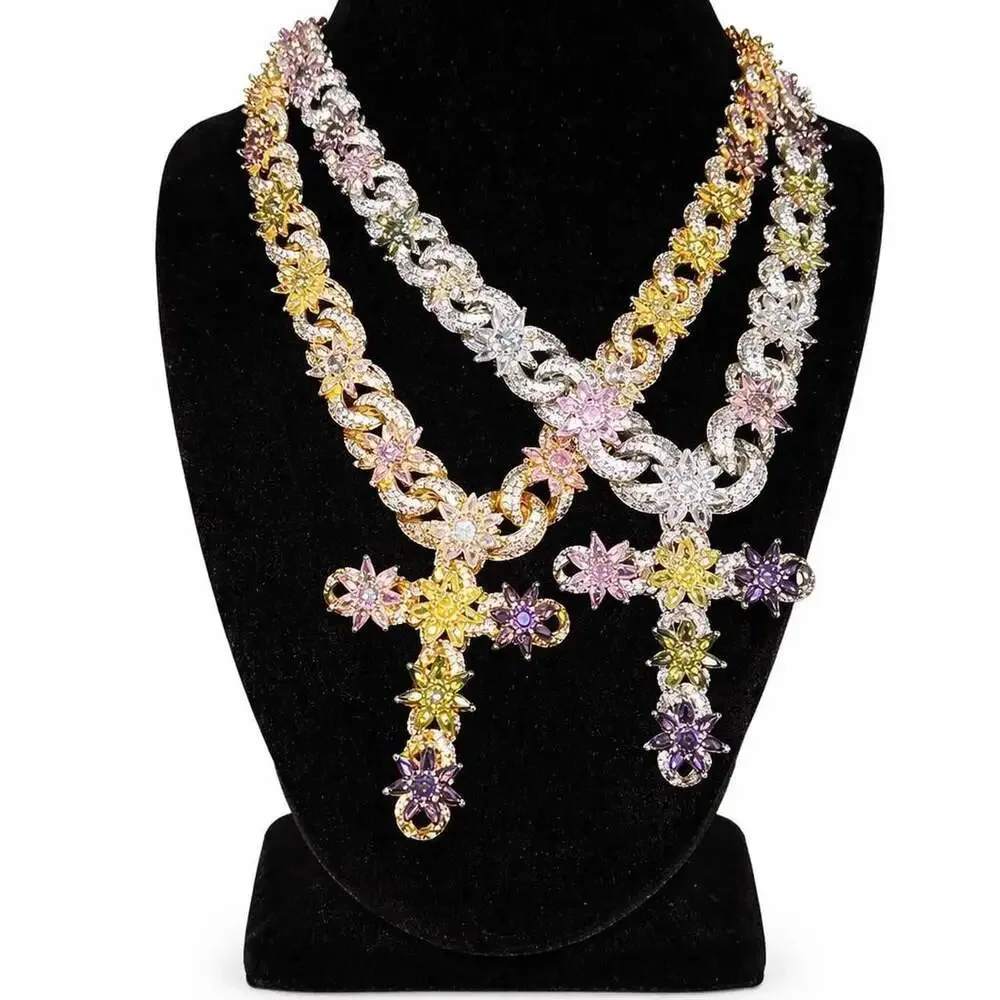 Multi Coloured Cross Necklace 18 Inch 3432